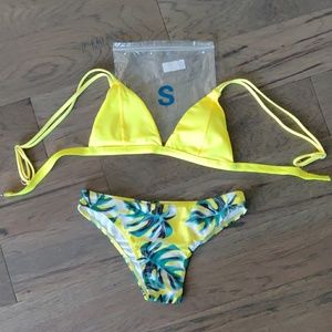 Yellow Tropical 2 Piece Bikini NWT